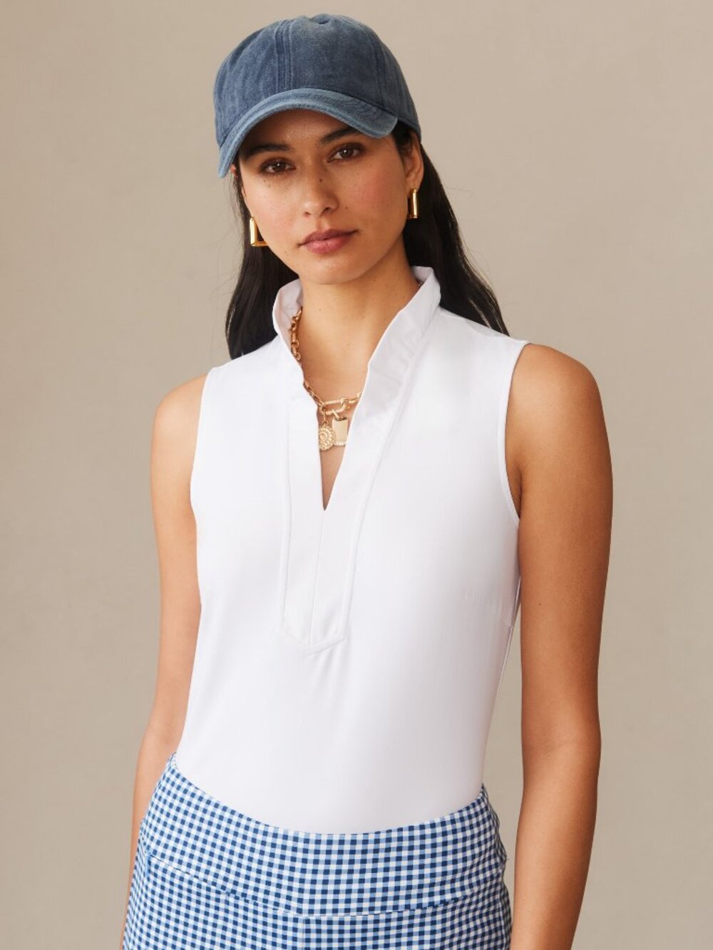 J McLaughlin Kate Sleeveless Ruffle Top - White NEW